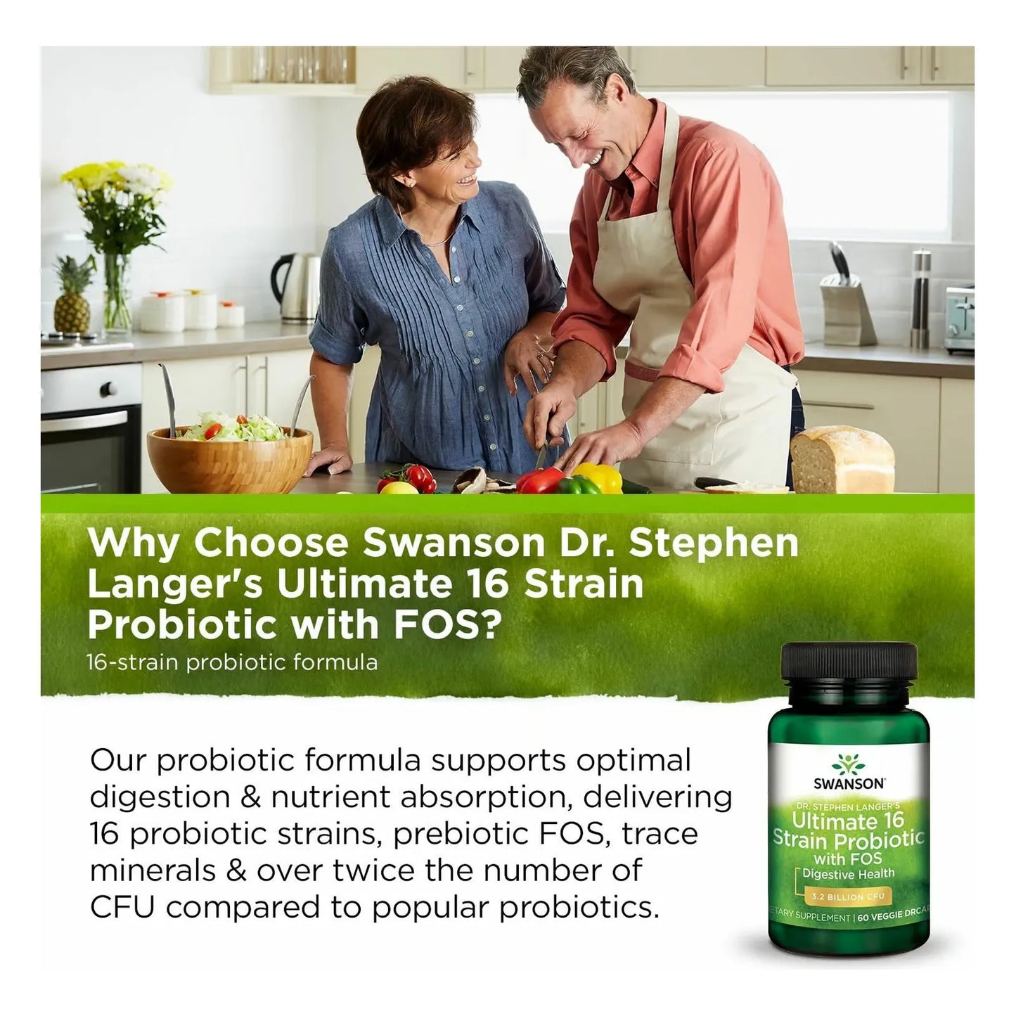 Probiótico Natural Con FOS Prebiótico 16 Cepas Apoyo Digestivo Dr Stephen Langer