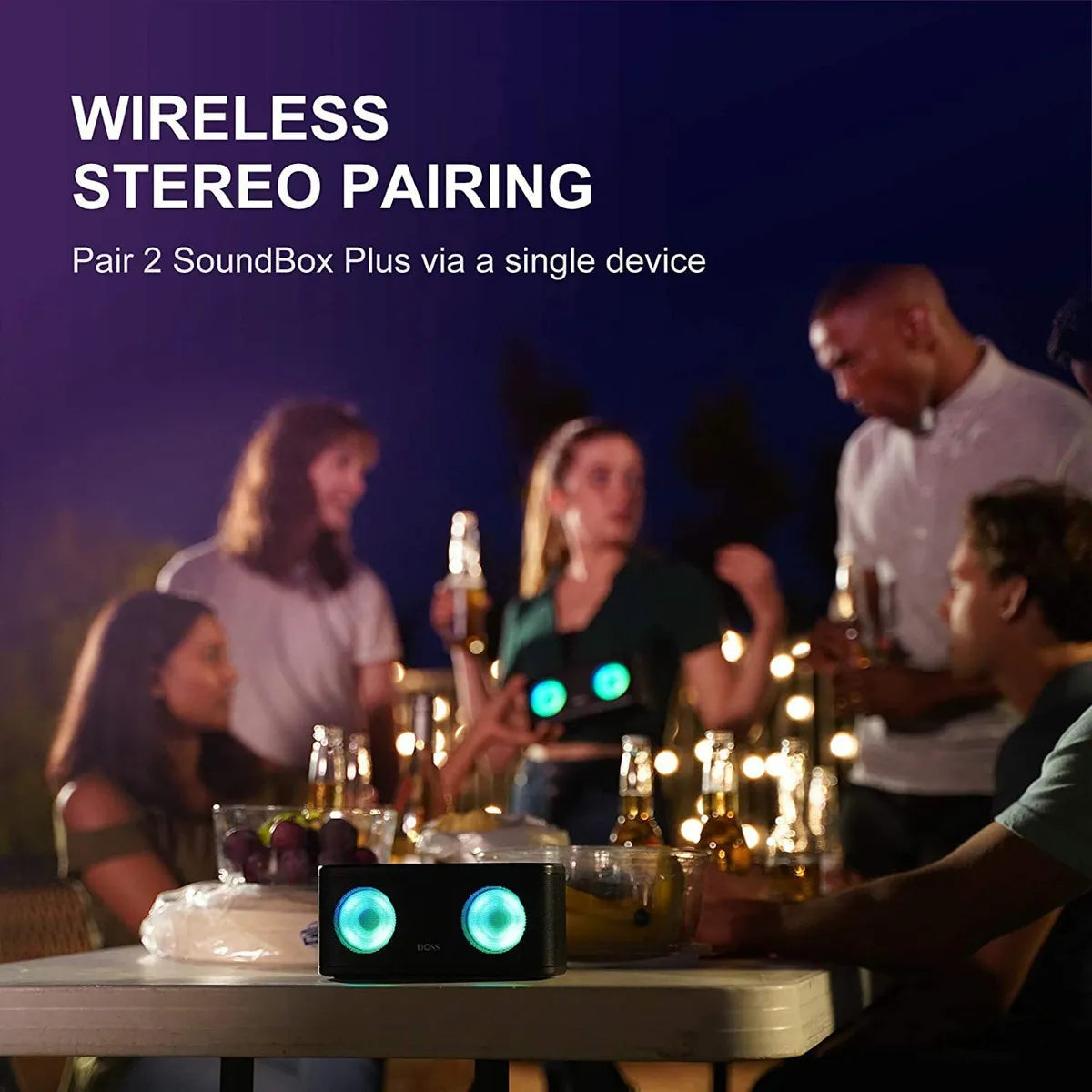 DOSS SoundBox Plus Altavoz Bluetooth Portátil Sonido HD 16W Luces LED 20H Autonomía