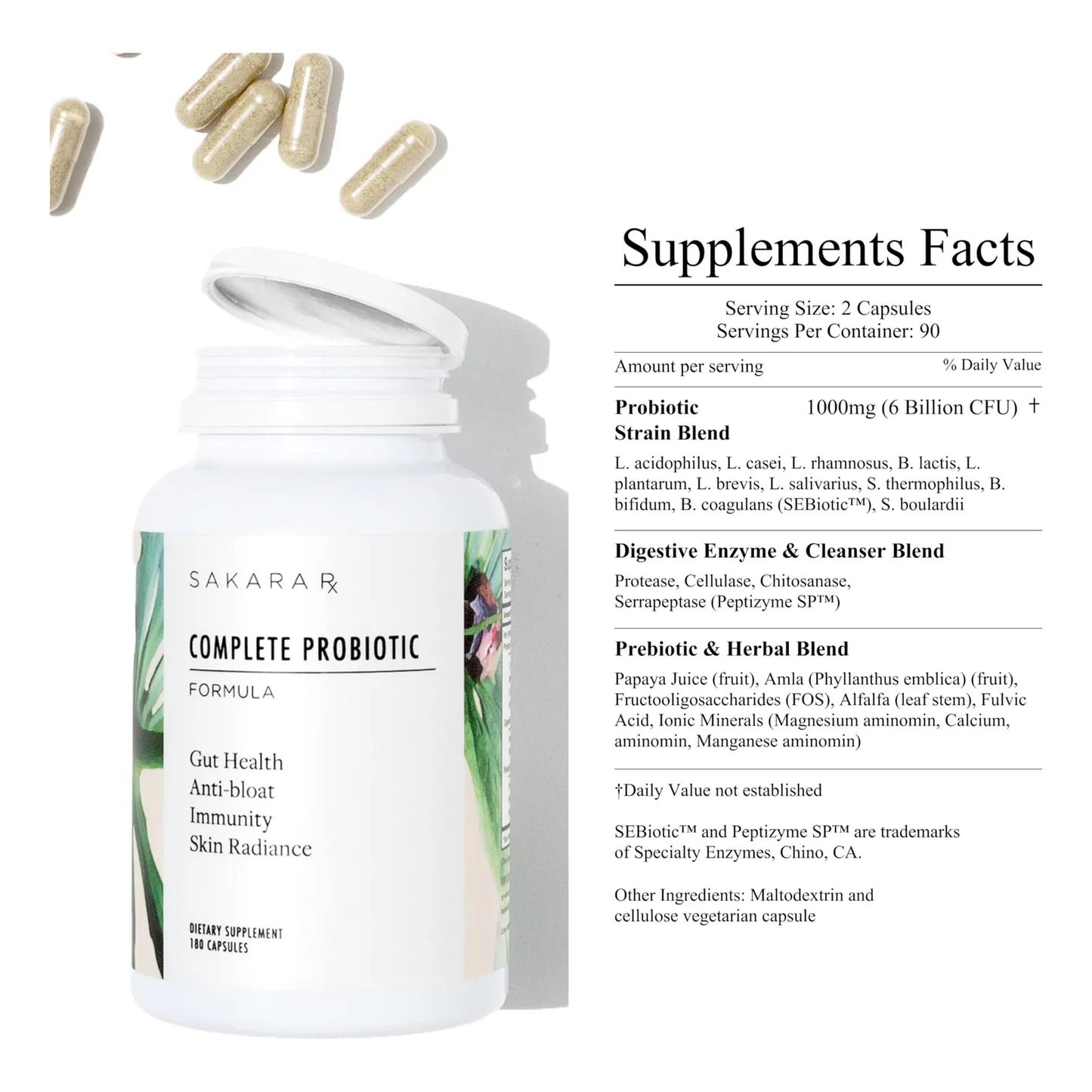 Probiótico Completo 180 Cápsulas Salud Digestiva E Intestinal