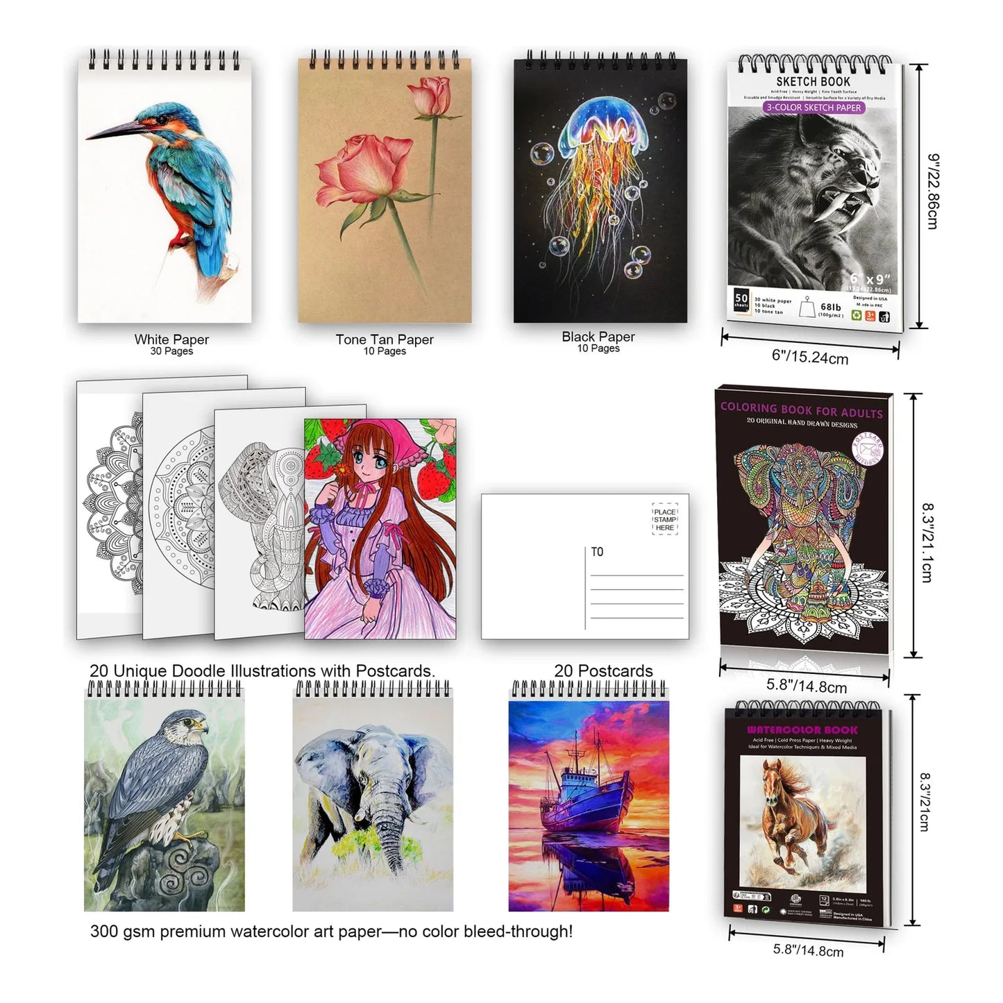 Kit Completo 136 Piezas Dibujo Profesional Grafito Carbon Acuarela Colores Metalicos