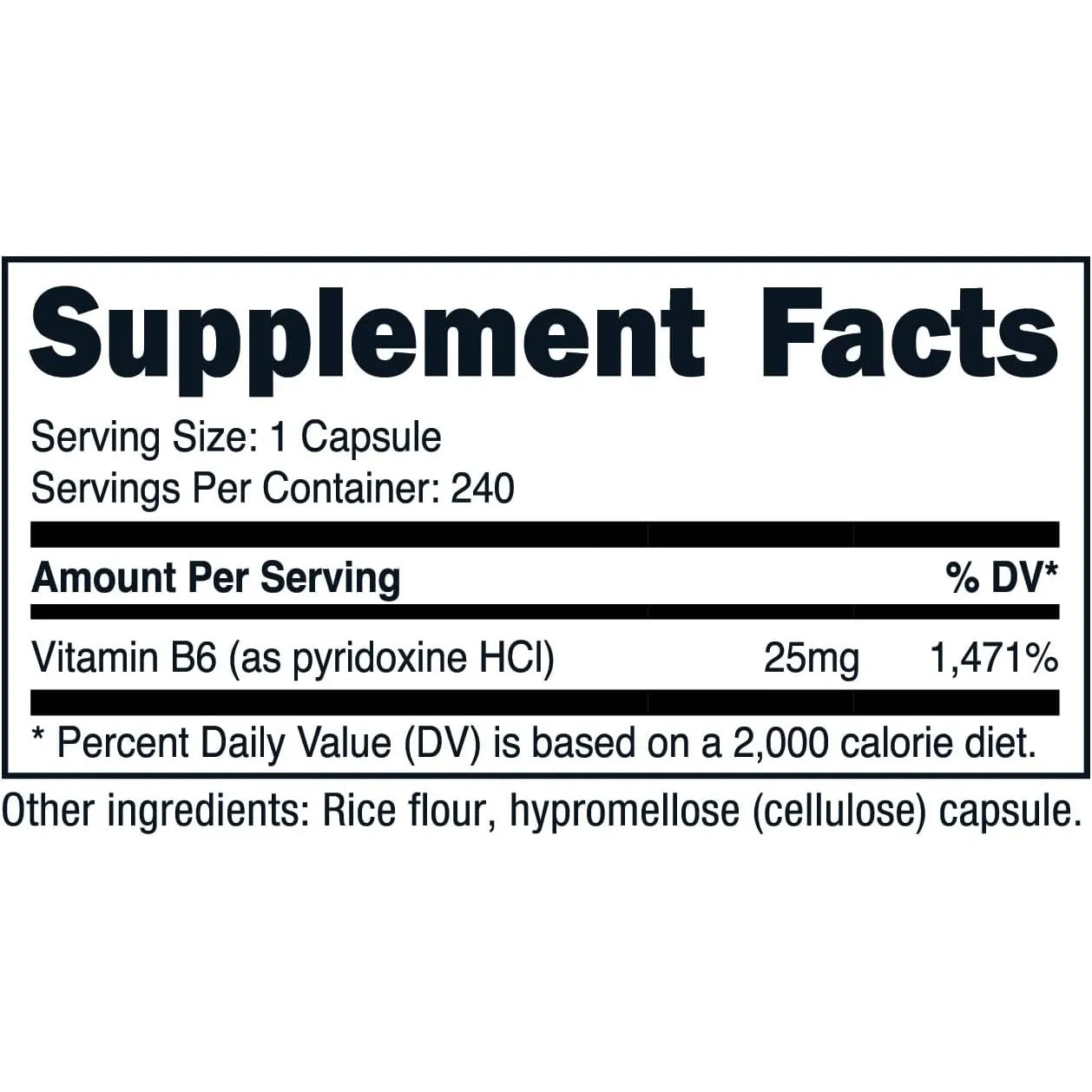 Vitamina B6 Piridoxina HCL 25 Mg 240 Capsulas Energia Y Bienestar