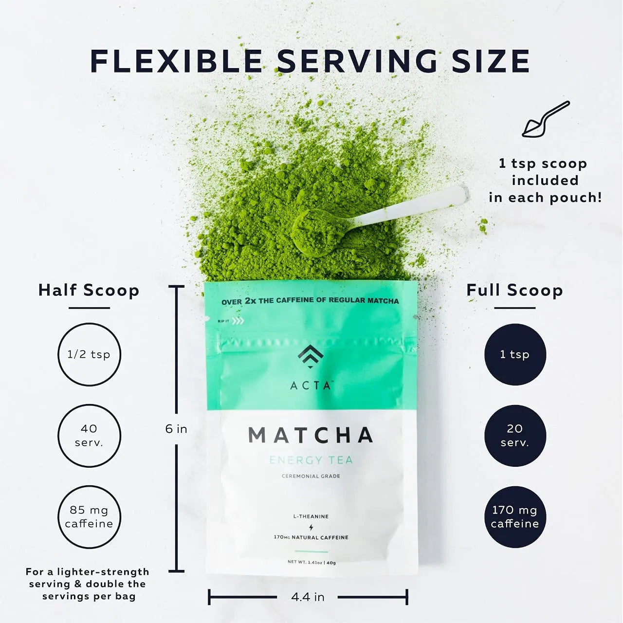 Té Matcha Energy 40g Alta Cafeína 170mg Enfoque Energía Sostenible