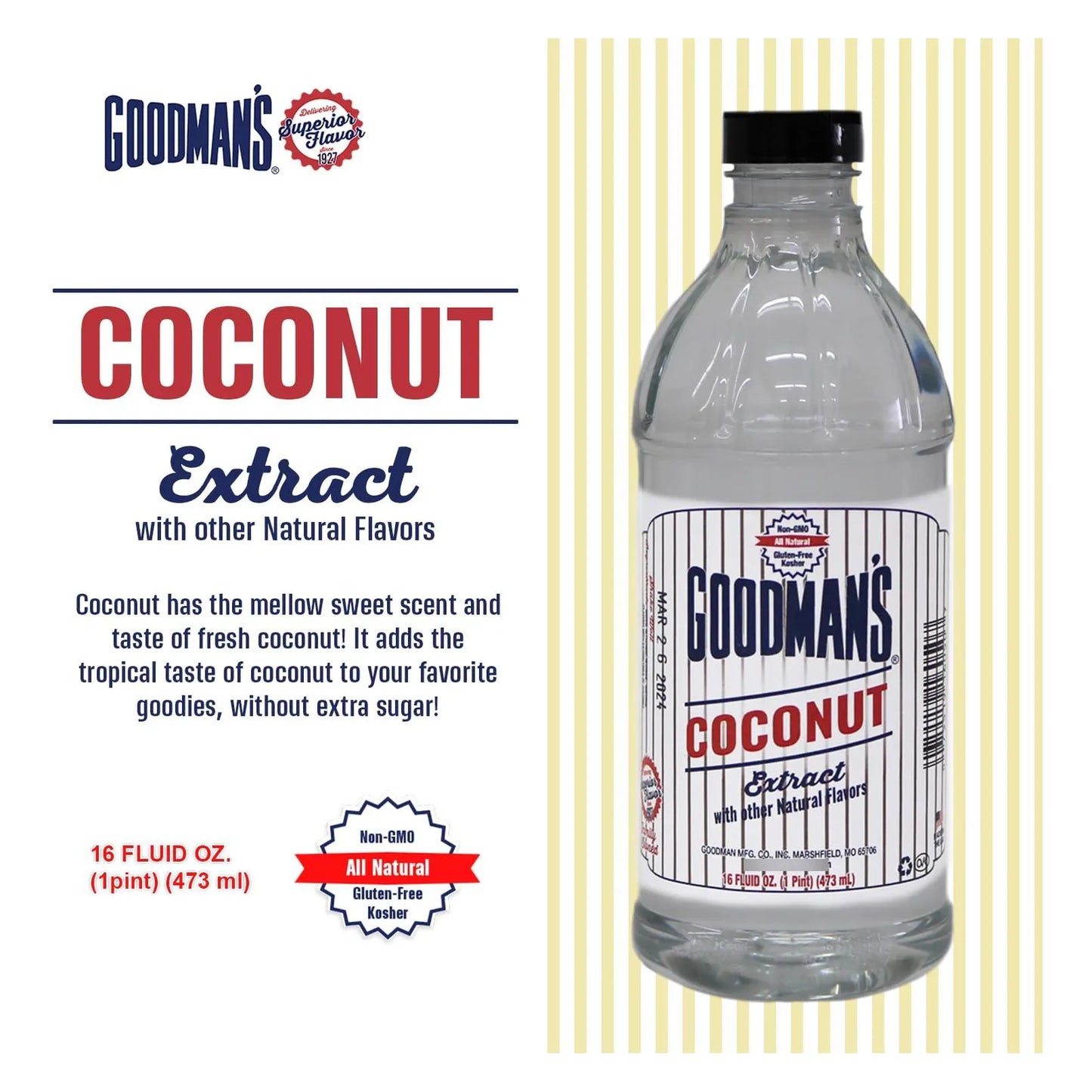 Extracto De Coco Tropical Goodmans Sin Gluten Y Kosher Para Postres Y Bebidas