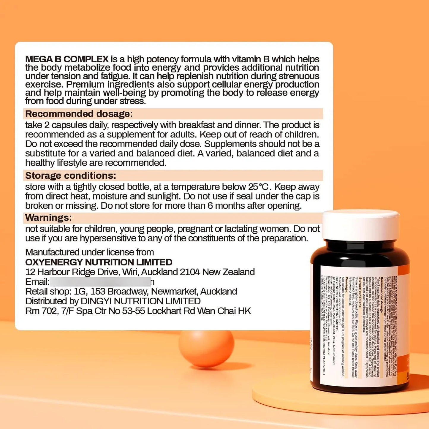 Cápsulas Mega Vitamina B Complejas 8 Vitaminas Salud Celular Vegano 90 Cápsulas