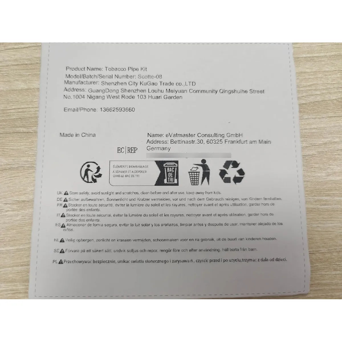 Pipa De Tabaco Scottie En Cuero Con Accesorios De Madera Juego Completo