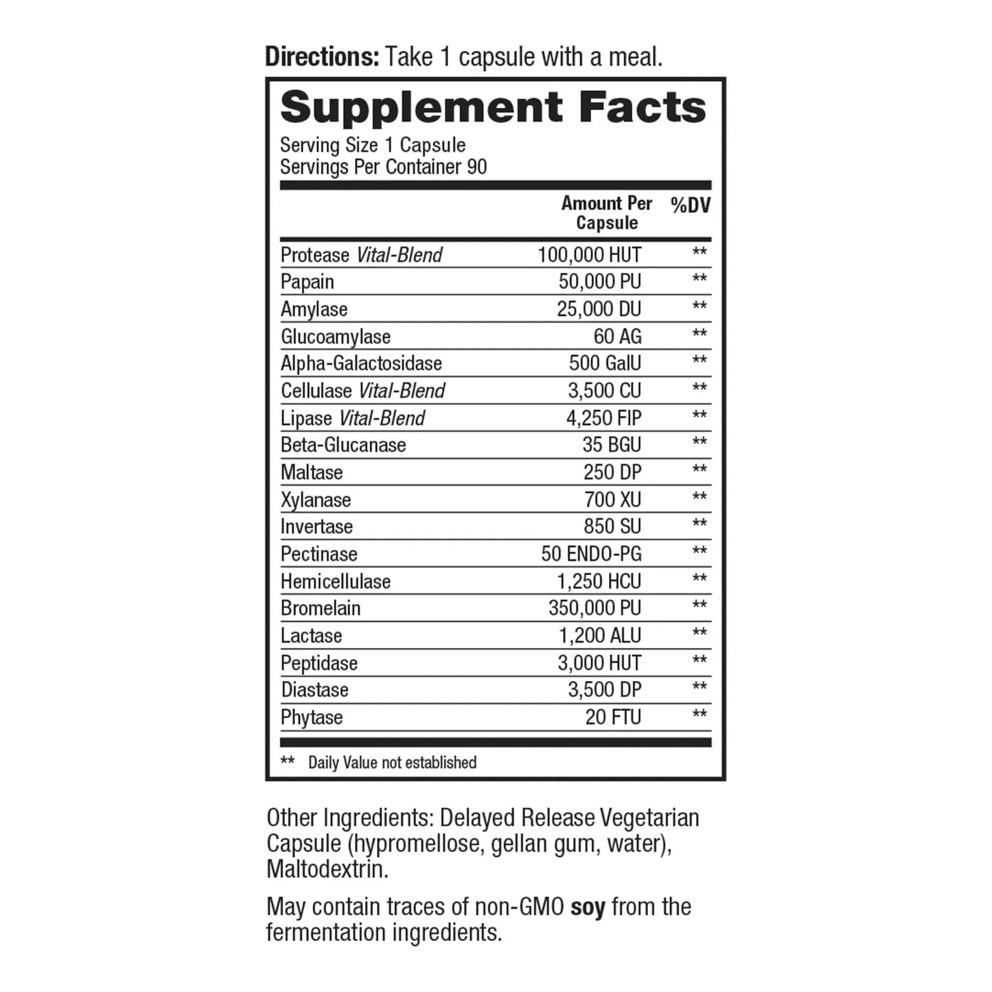 Vital Pro Naturals Advanced Digest Enzimas Digestivas 90 Capsulas Alivia Gases E Hinchazon