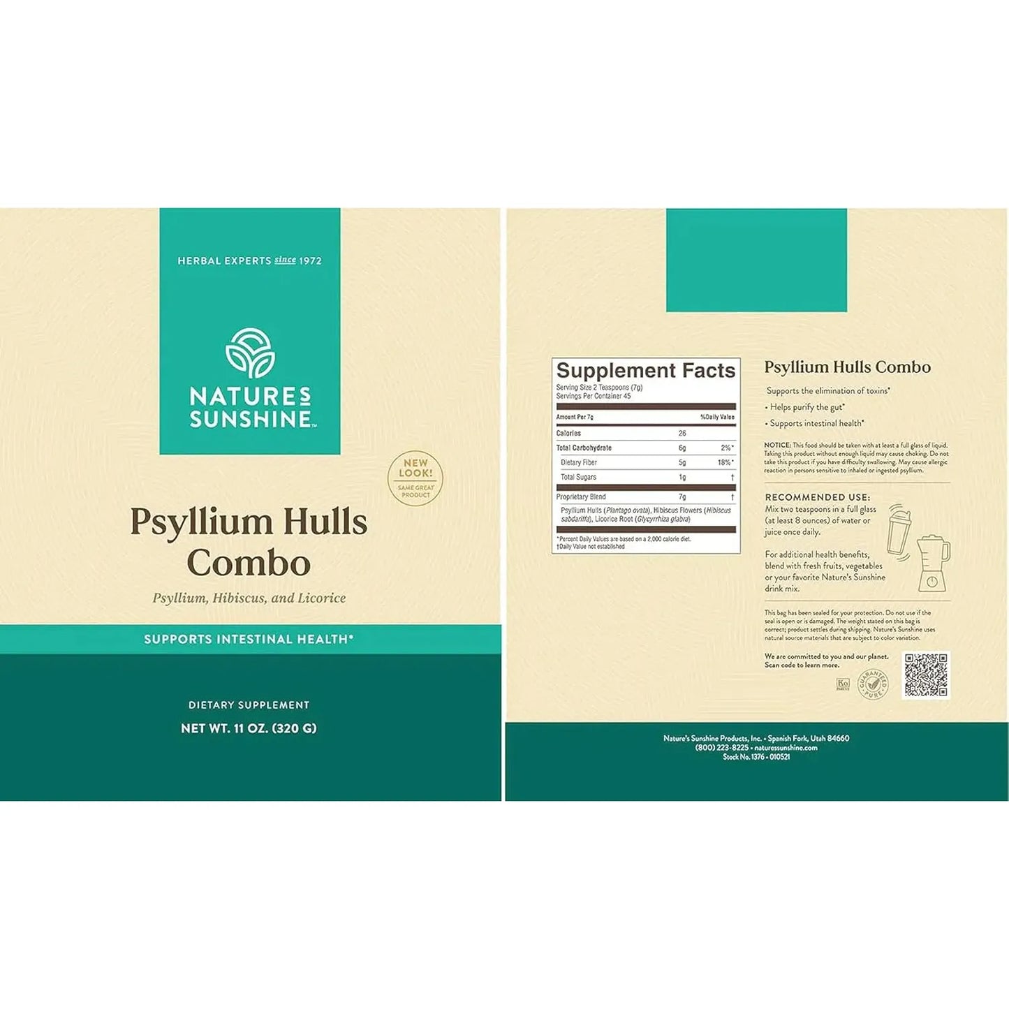 Cascos De Psyllium 311g Nature's Sunshine Salud Digestiva Y Colesterol