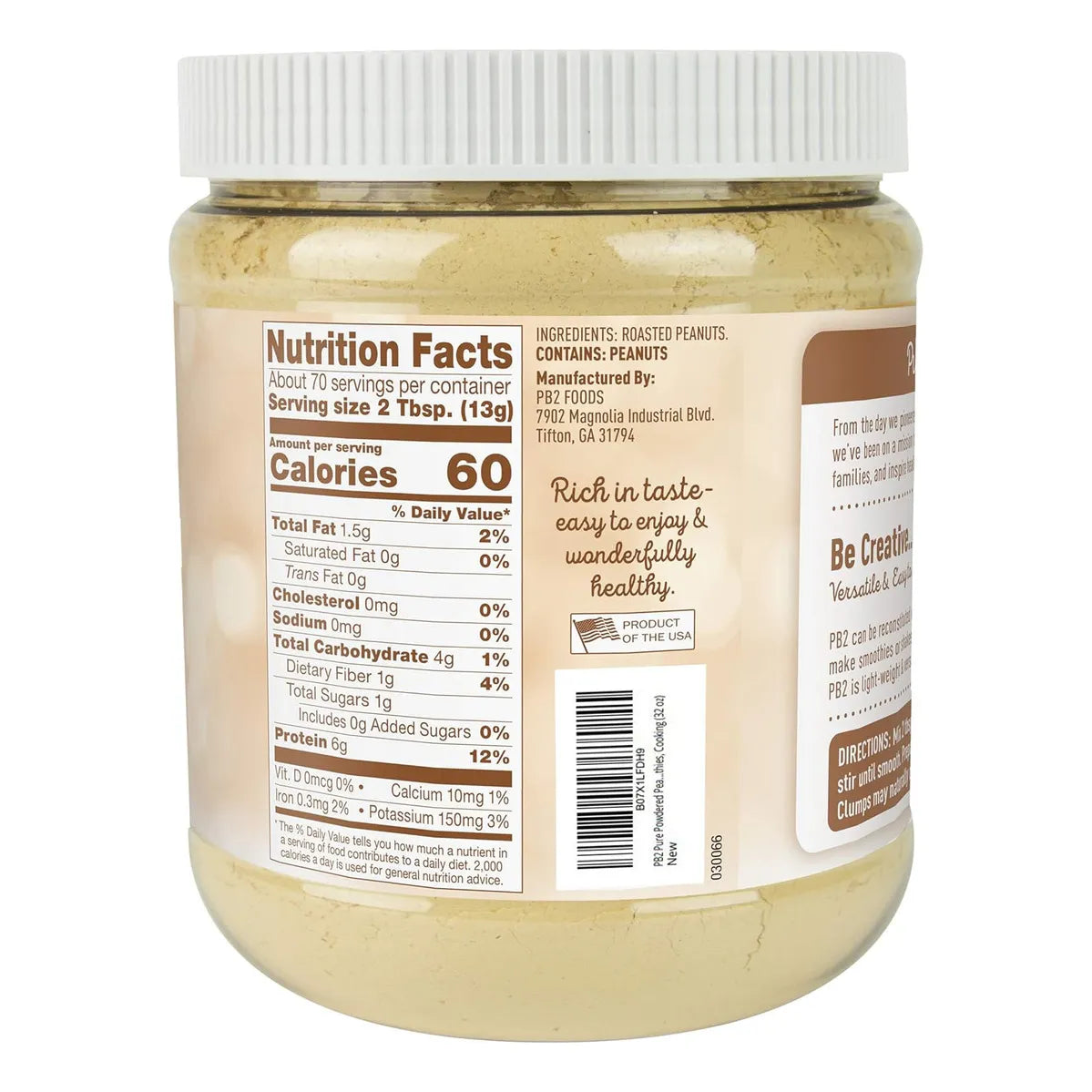 Mantequilla De Mani En Polvo Natural Sin Azucar Pb2 4 Lb Deliciosa Y Saludable