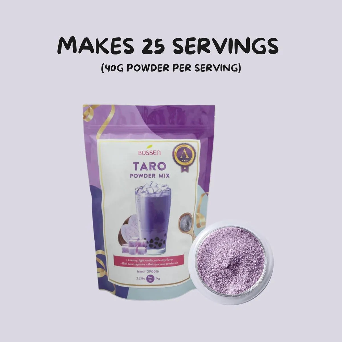 Mezcla En Polvo Para Té De Taro Burbujeante Bossen 2.2 Libras Sabor Cremoso Y Versátil