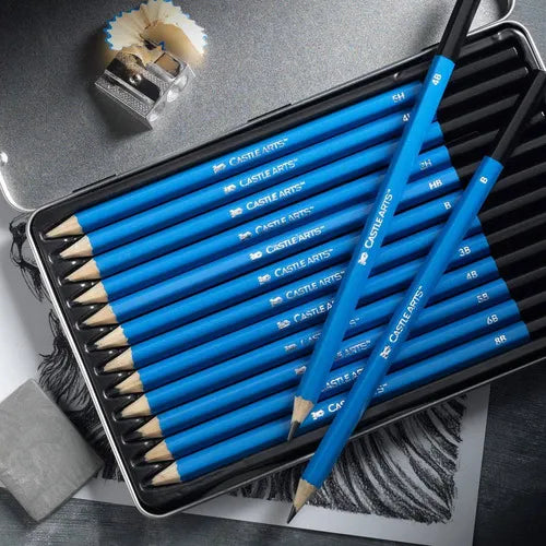 Castle Art Supplies 12 Lápices Dibujo Profesional Grafito Alta Calidad