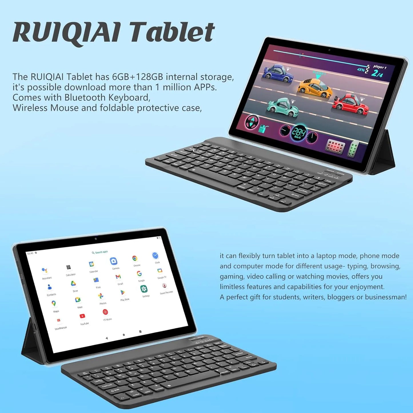 Tablet 10 PuLG 2 en 1 Teclado Mouse Incluido 6GB RAM 128GB Wi-Fi 6