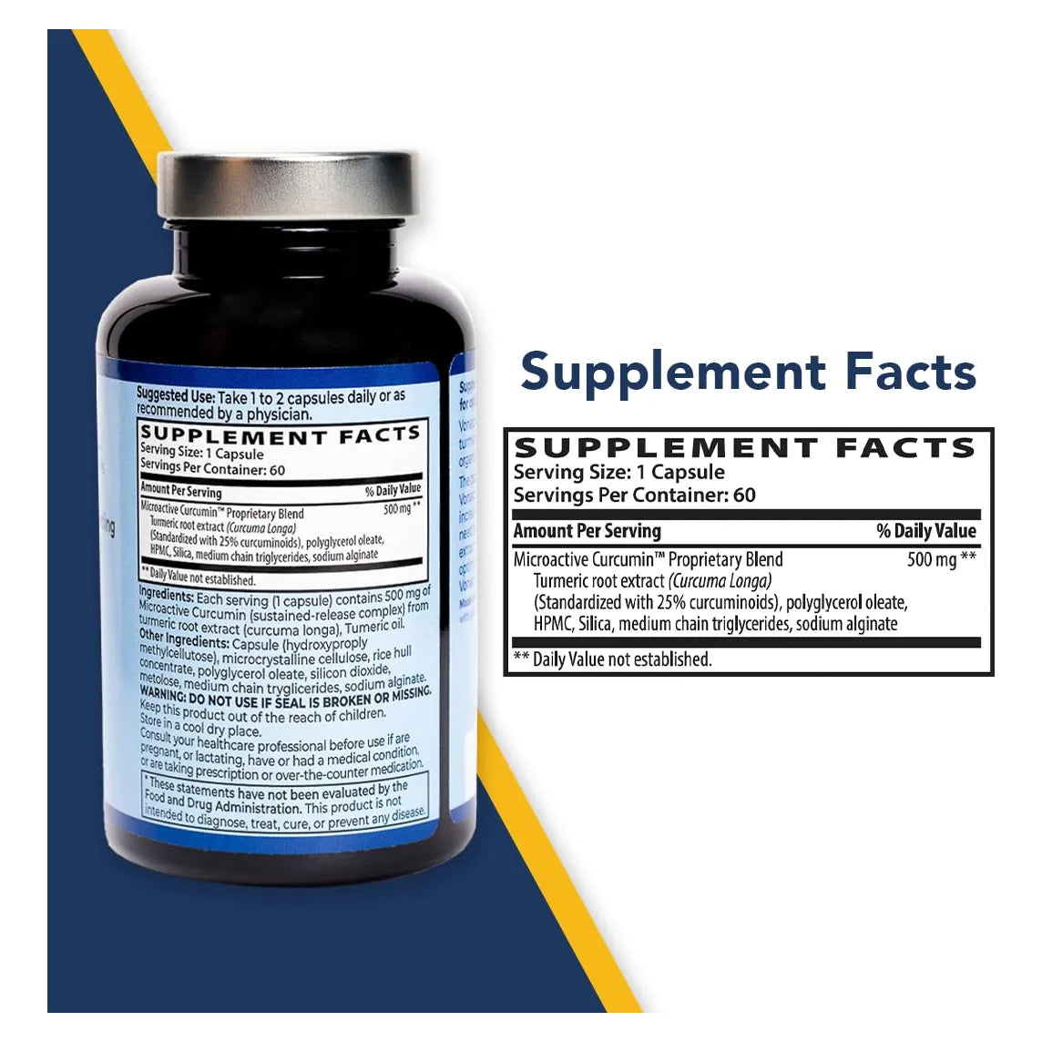 Curcumina Microactiva 500 Mg Absorción Superior Para Articulaciones Y Antioxidante Vegano