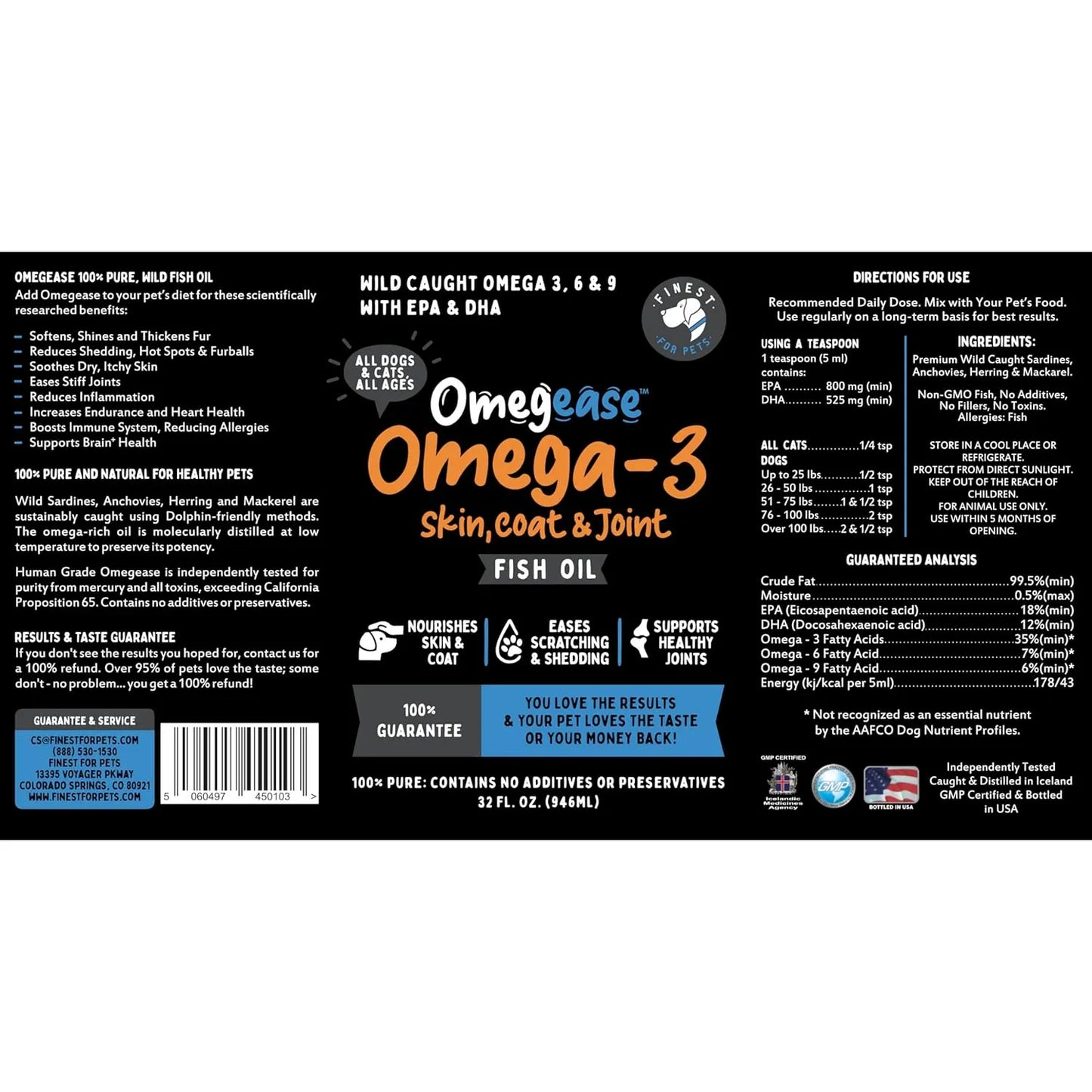 Aceite De Pescado Omega 3 6 9 Para Perros Y Gatos Piel Brillante Y Articulaciones Fuertes