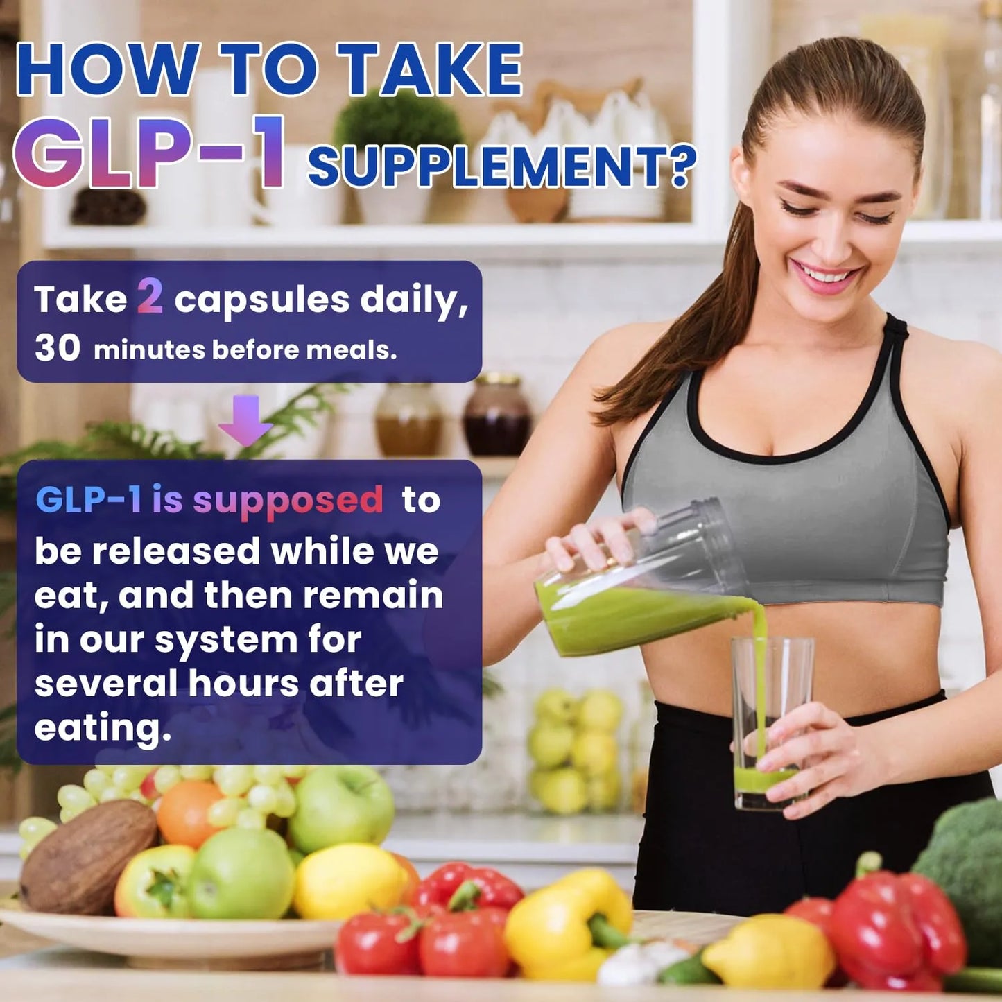 Suplemento GLP 1 Natural 60 Capsulas Regula Metabolismo Reduce Apetito Energia