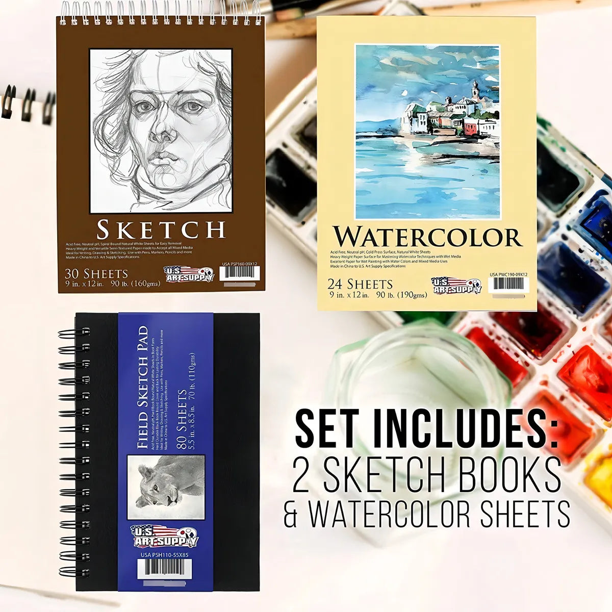 Kit De Arte 163 Piezas Profesional Con Caballete Y Estuche De Madera