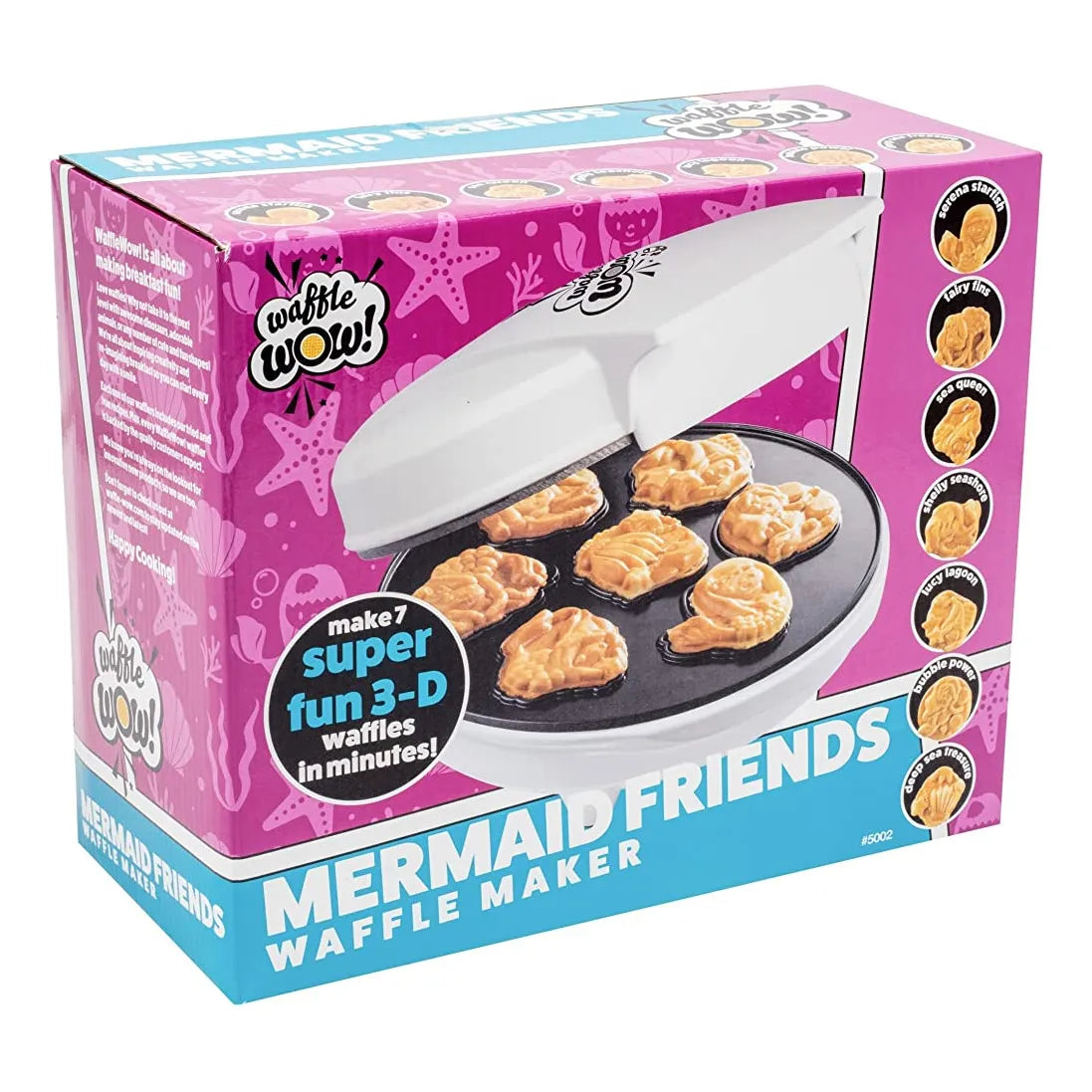 Mermaid Waffle Maker Crea 7 Gofres En Forma De Sirena Divertidos Y Deliciosos