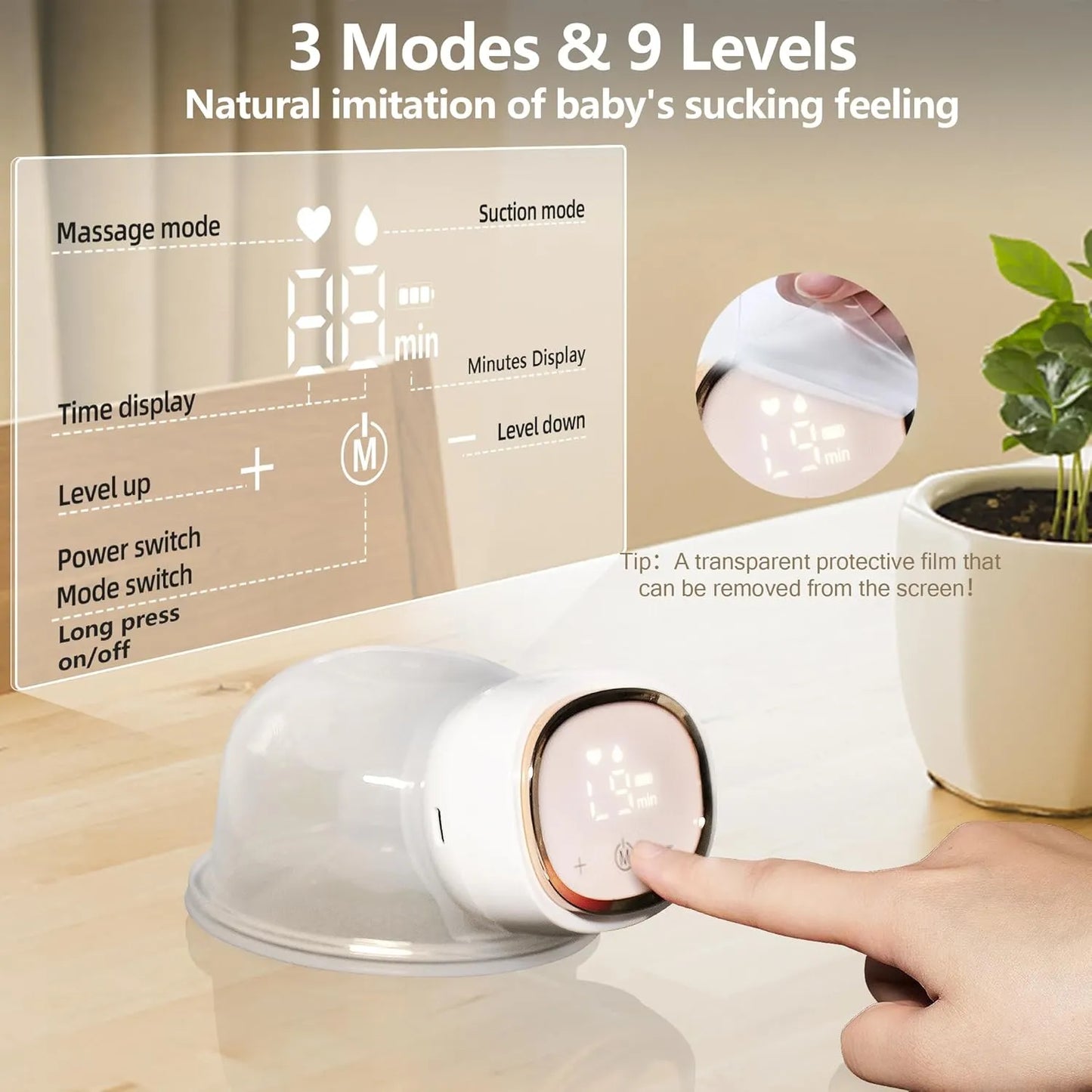 Extractor De Leche Eléctrico Portátil Manos Libres 3 Modos 9 Niveles Onlyeah