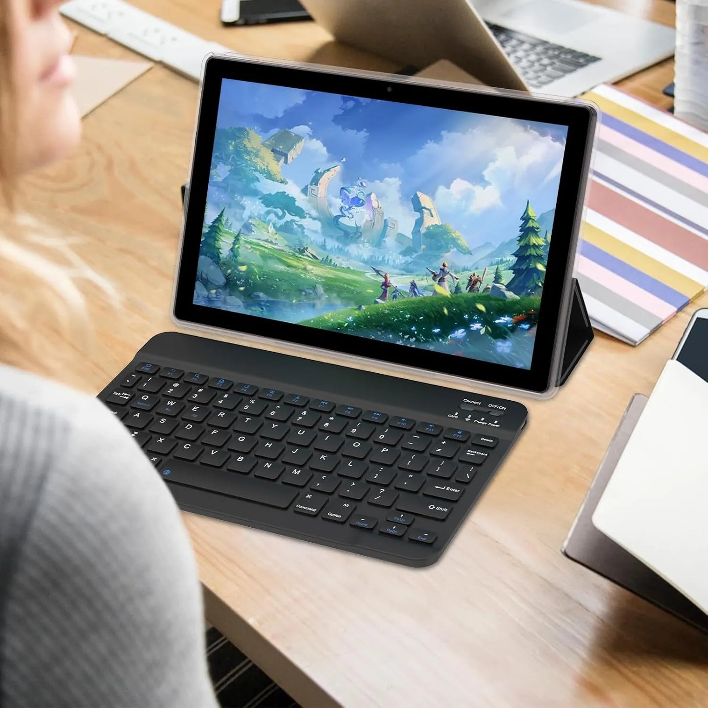 Tablet 10 PuLG 8GB RAM 128GB ROM Teclado Mouse Funda Android 15
