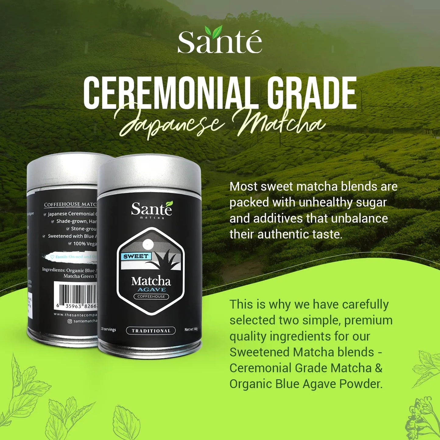 Matcha Japonés Ceremonial Orgánico Aichi Primera Cosecha Con Agave Endulzado Natural