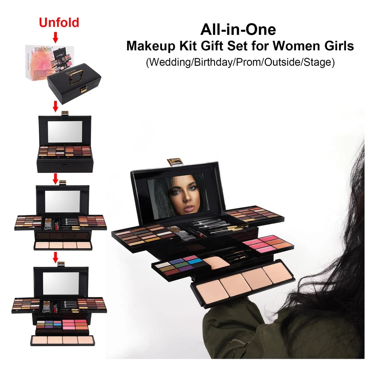 Kit Maquillaje Profesional 58 Colores Sombras Rubores Polvos Y Pinceles