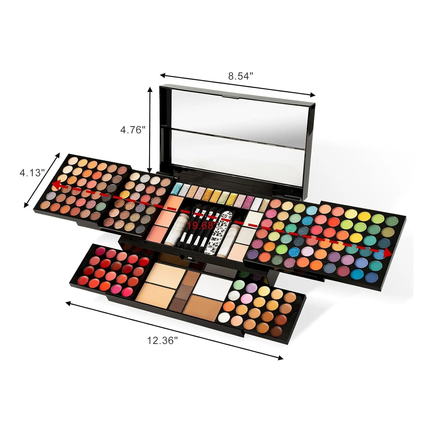 Kit Completo Maquillaje Profesional 187 Colores Sombras Labios Miss Rose M