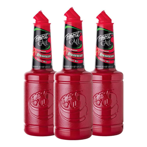 Mezcla De Bebida De Pure De Fresa Premium Botella 1 Litro Pack X3 Sabor Natural