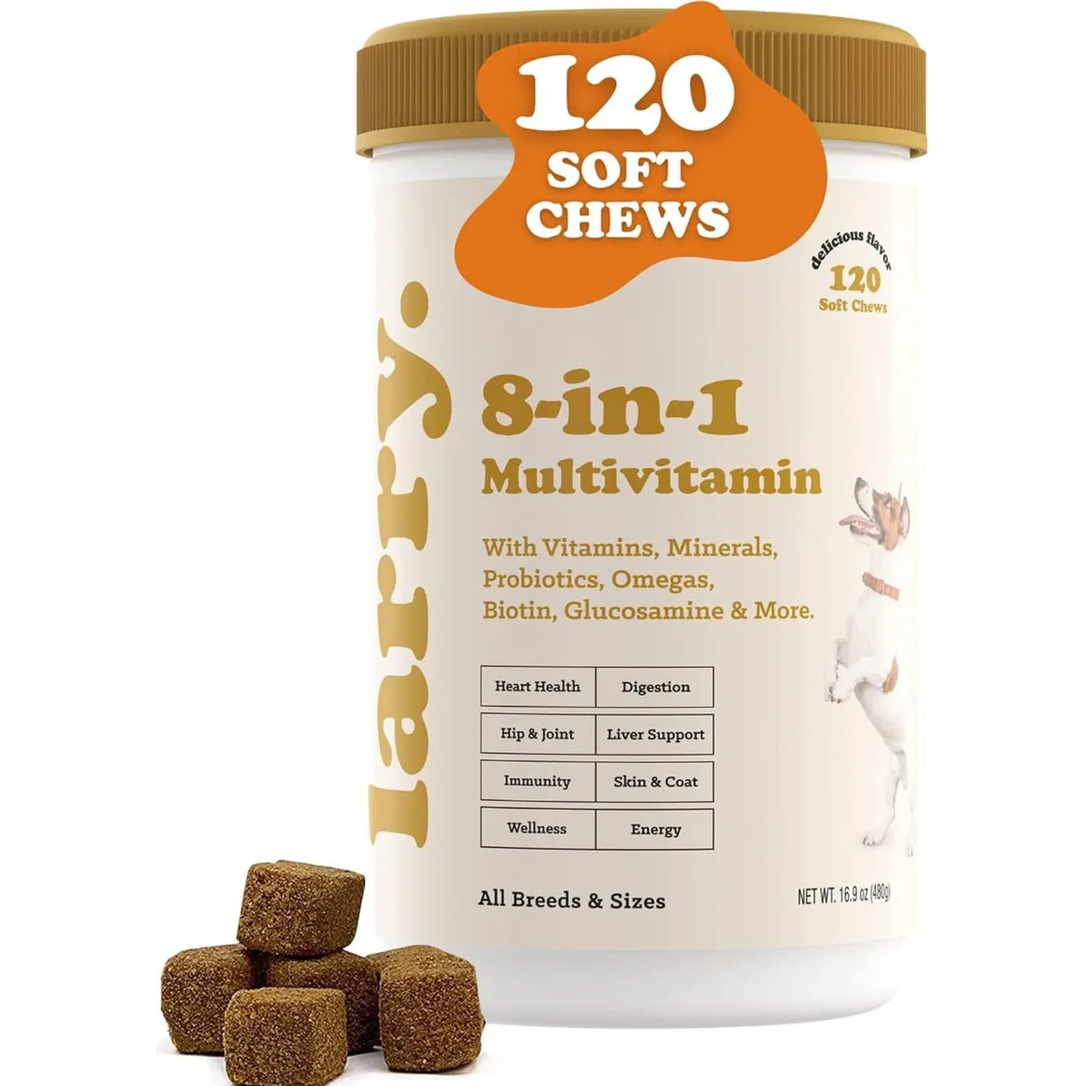 Multivitamínico 8 En 1 Para Perros Larry Salud Completa Corazón Articulaciones Piel