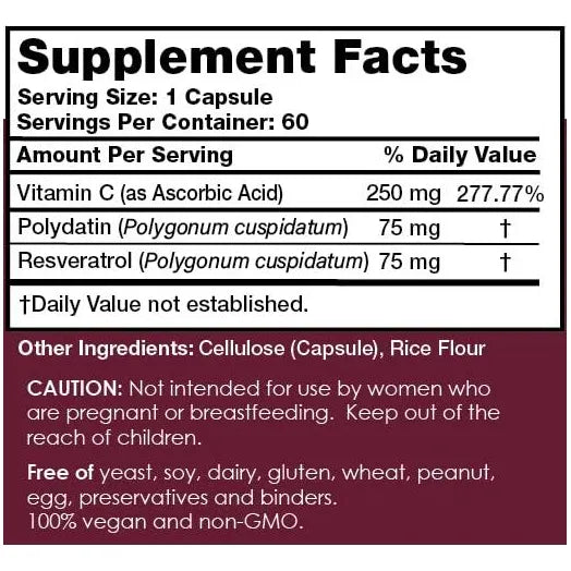 YoungNutra Polidatina Complejo Con Resveratrol 60 Cápsulas Alta Absorción Antioxidante