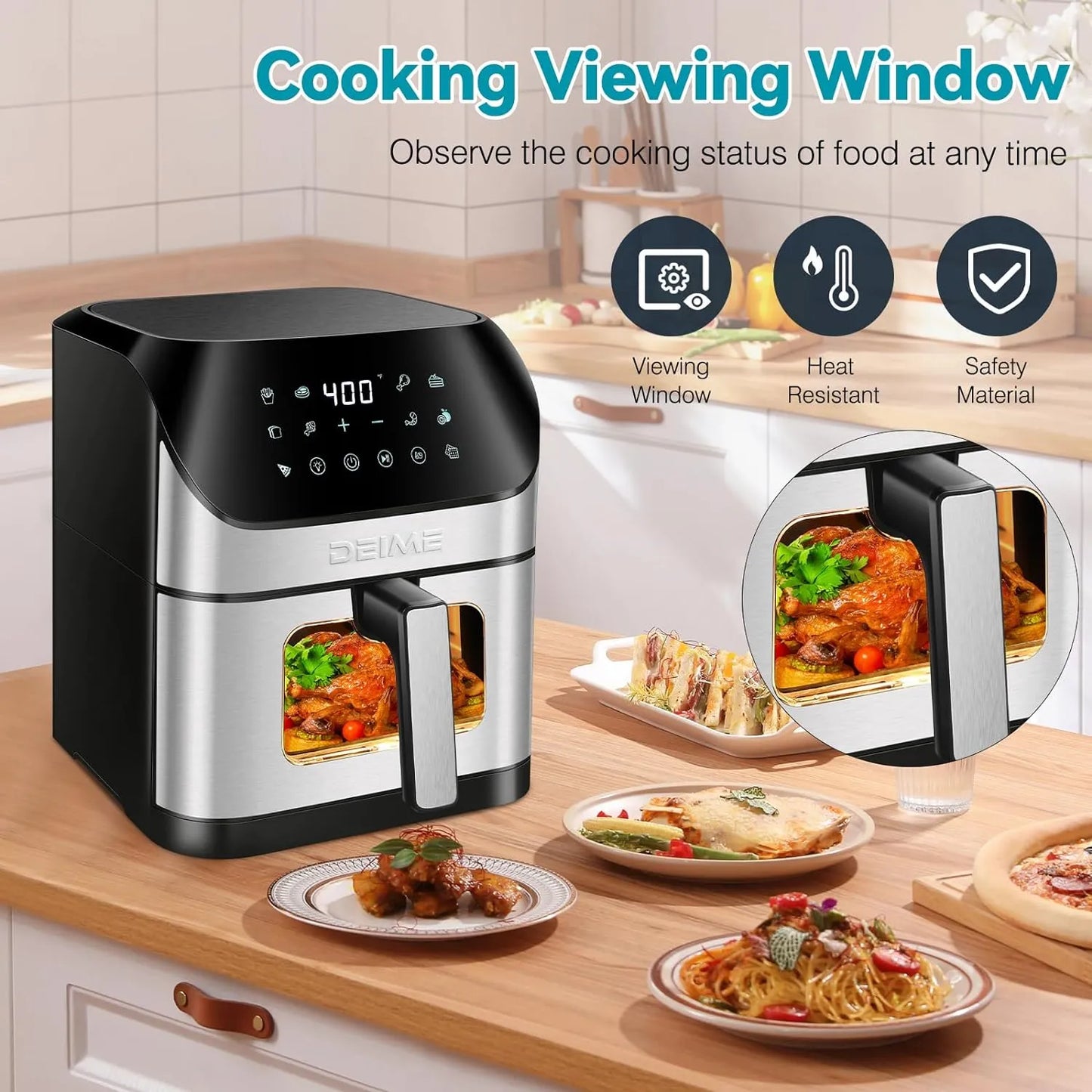 Freidora De Aire De 23.5 Litros DEIME Sin Aceite 1500W 10 Programas