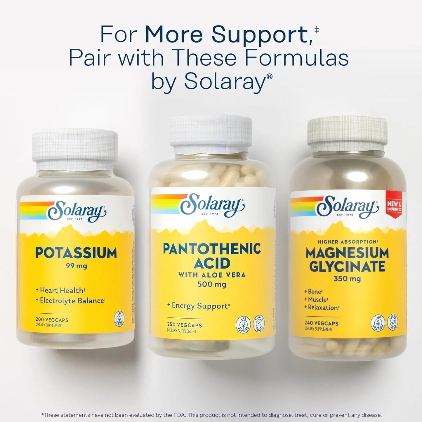 Ácido Pantoténico 500 Mg Solaray Vitamina B5 Energía Piel Cabello Uñas Vegano