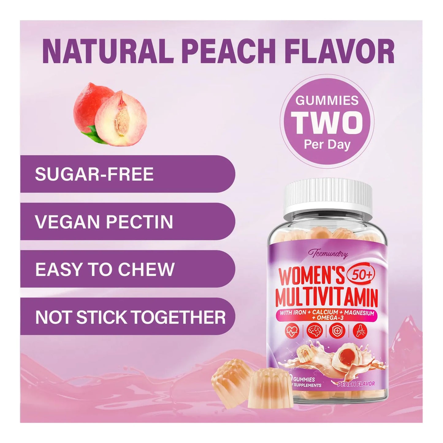 Gomitas Multivitamínicas Mujeres 50 Plus Con Omega 3 CoQ10 Vitaminas Minerales
