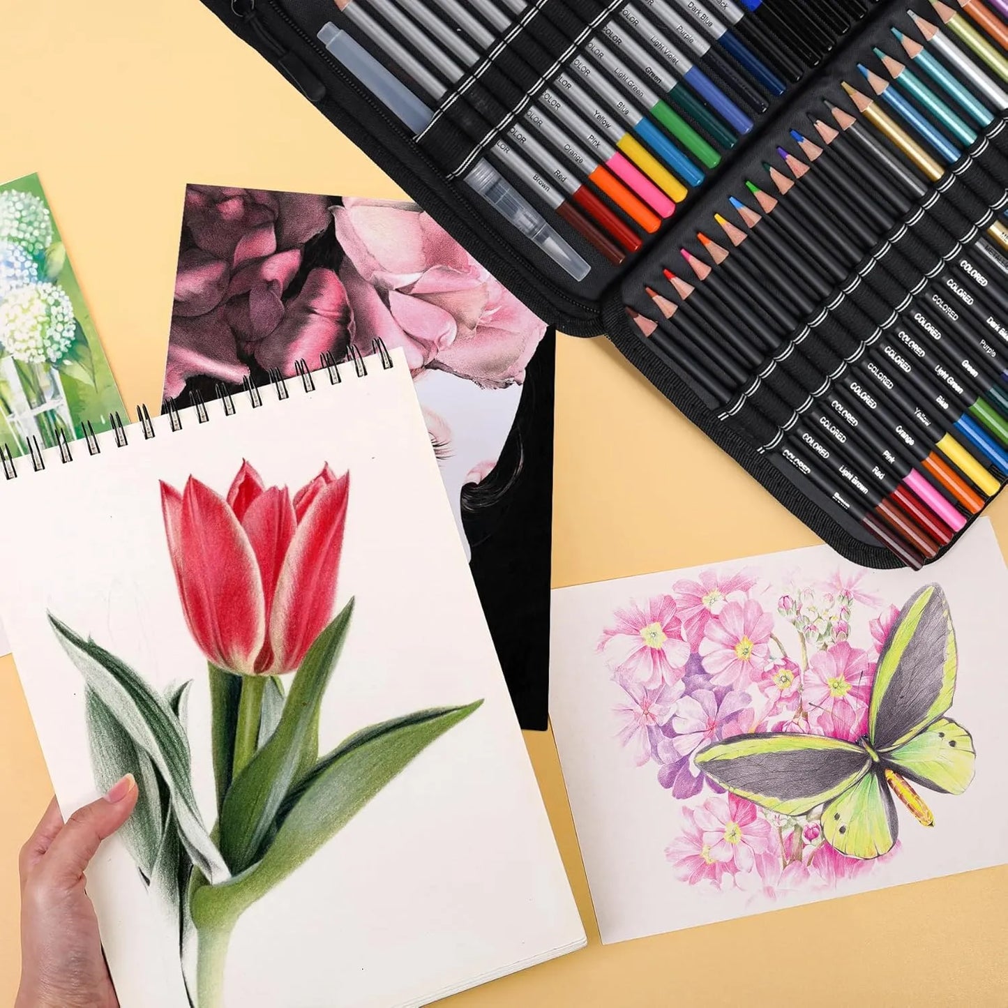 Kit De 72 Suministros Artísticos Profesionales Lápices De Colores Y Bocetos