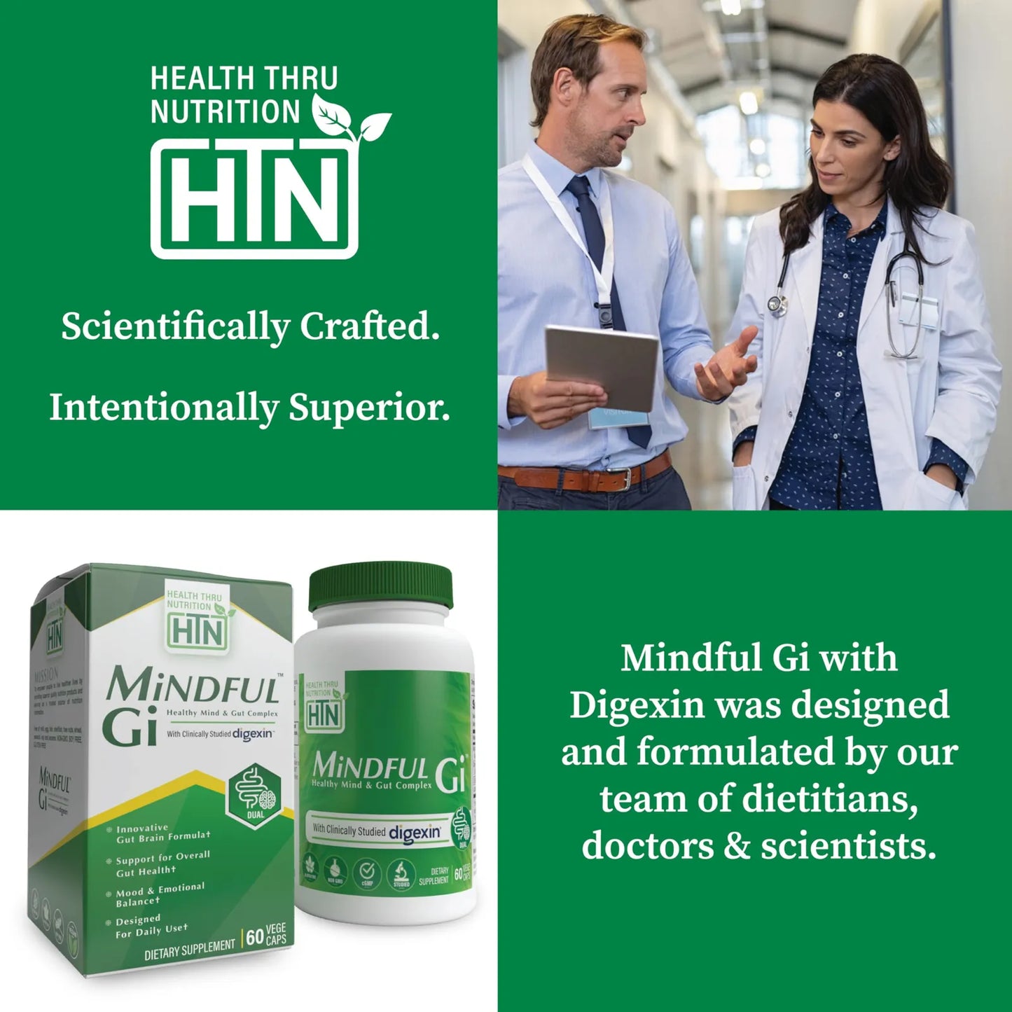 Mindful GI Complejo Mente Intestino Saludable Con Digexina Magnesio L Glutamina Probiótico