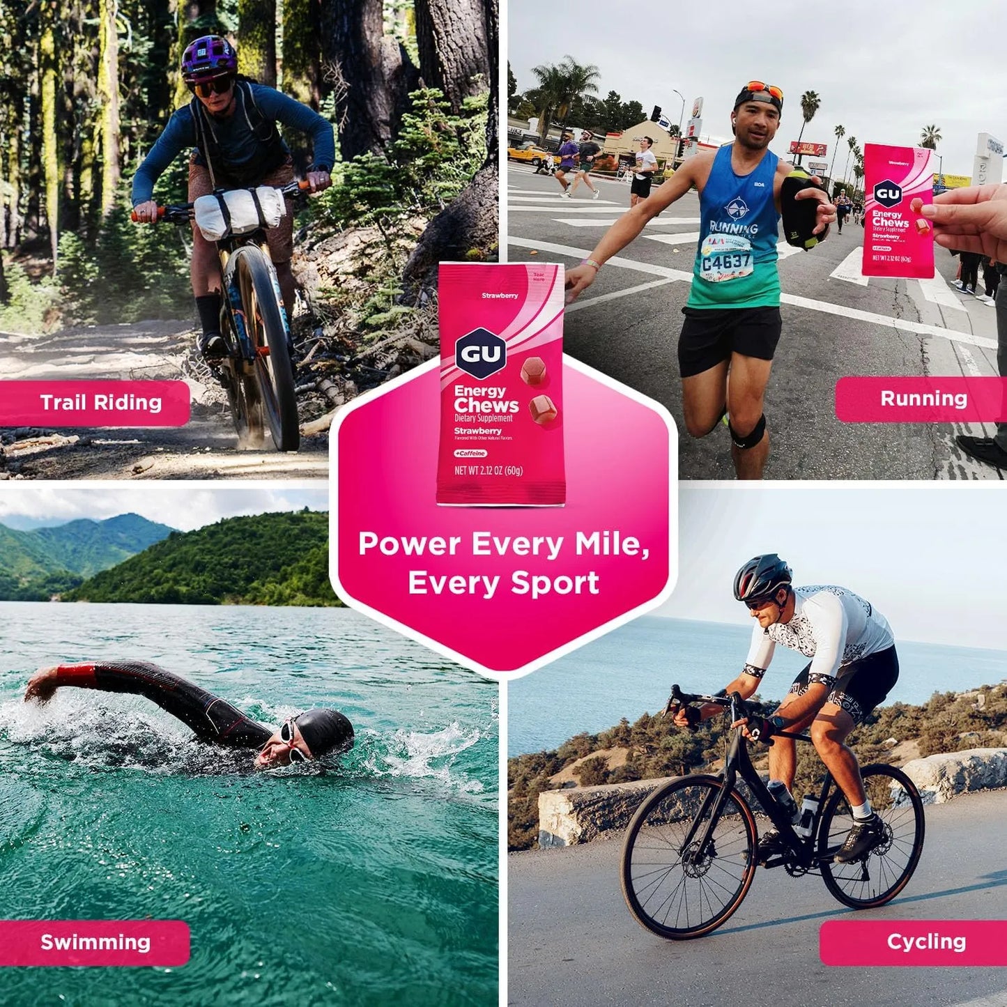Gomitas Energéticas De Fresa Con Electrolitos 20 Mg Cafeína GU Energy