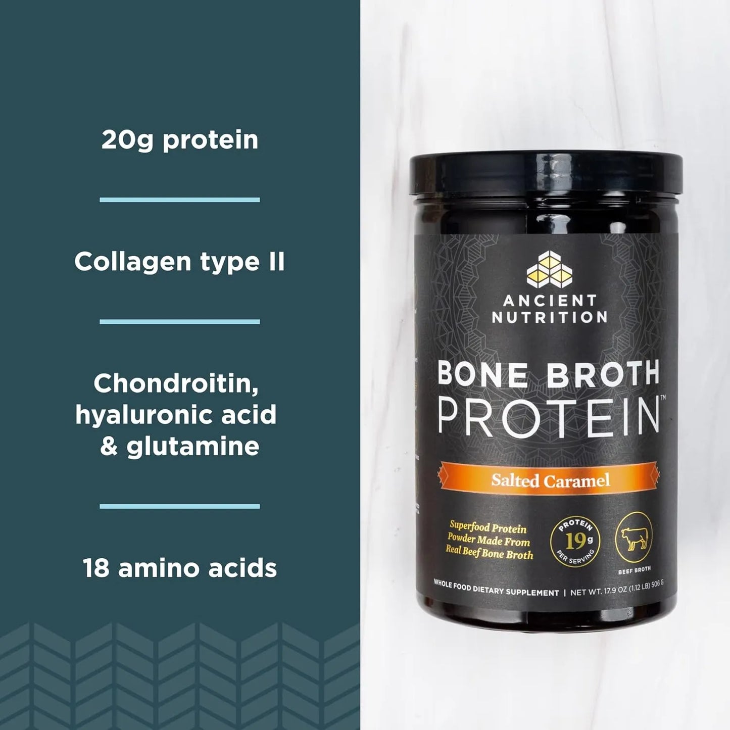 Proteina Caldo De Huesos Ancient Nutrition Caramelo Salado 506 Gr Colageno Piel Intestinal