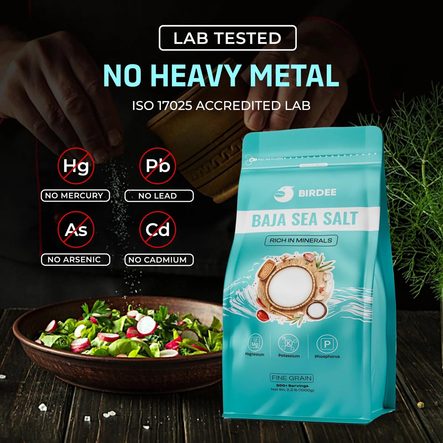 Sal Marina De Baja 1 Kg Mineral Sin Refinar Grano Fino 82 Minerales Menos Sodio