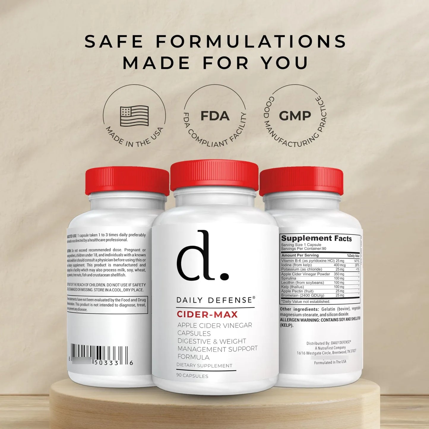 Capsulas De Vinagre De Sidra De Manzana 500 Mg Con Vitamina B6 Yodo Y Espirulina Para Digestión Y Control De Peso