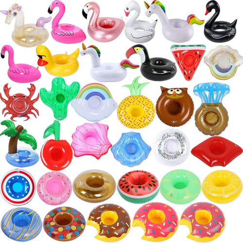 Pack De 35 Soporte De Bebida Inflable Flotadores Divertidos Para Piscina