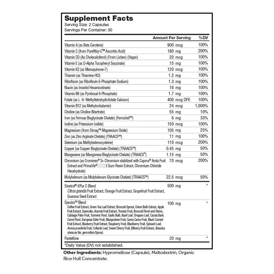Multivitaminico Diario Con Apoyo Control Peso Hombres Mujeres 60 Capsulas