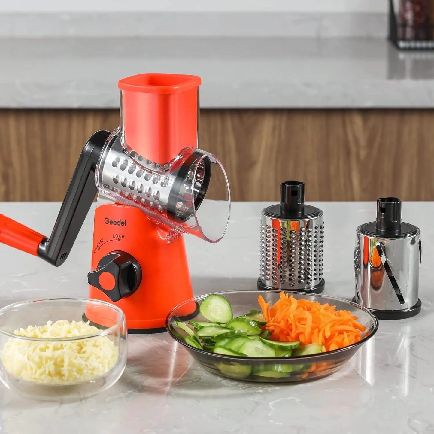 Rallador Rotativo De Queso Geedel 3 Cuchillas Facil Limpieza Envio Gratis