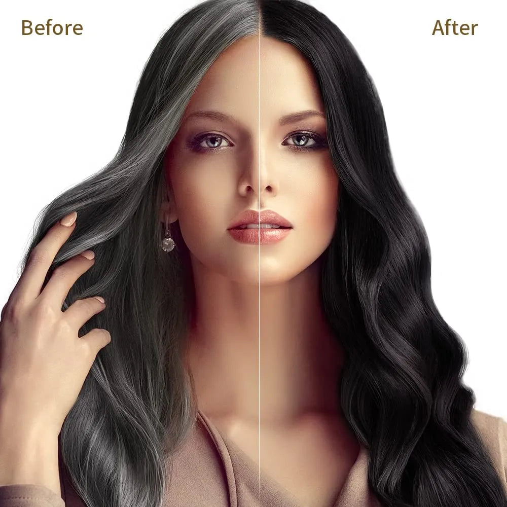 Champú Tinte Negro Semipermanente Cubre Canas Sin Amoníaco Nutrición Intensa