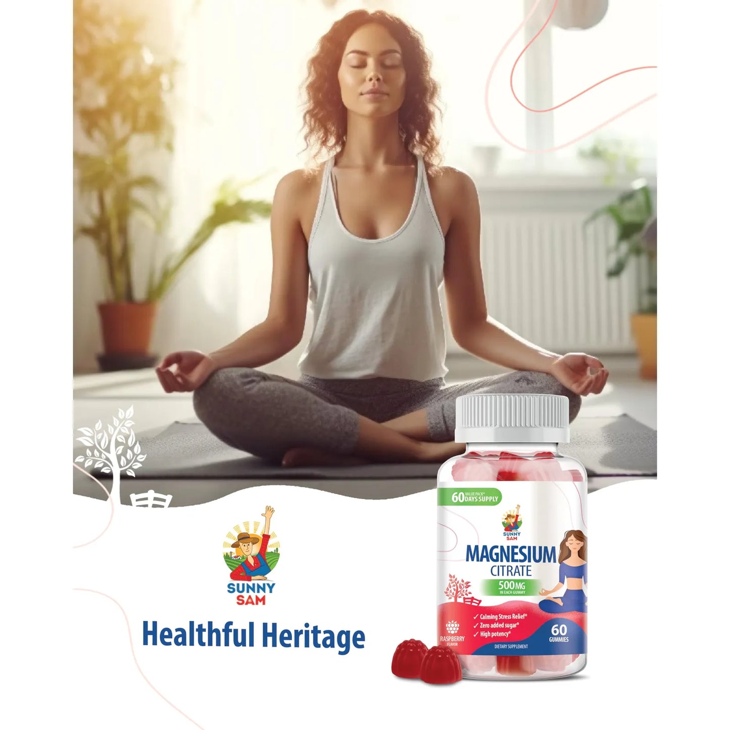 Gomitas Masticables De Magnesio 500 Mg Sabor Frambuesa Para Niños Y Adultos