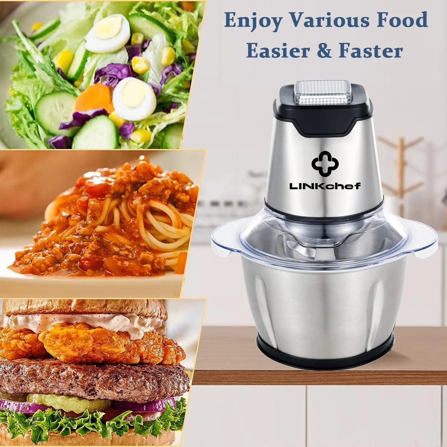 Picadora De Alimentos Linkchef Mini Procesador 1.2 Litros Potente Y Versatil