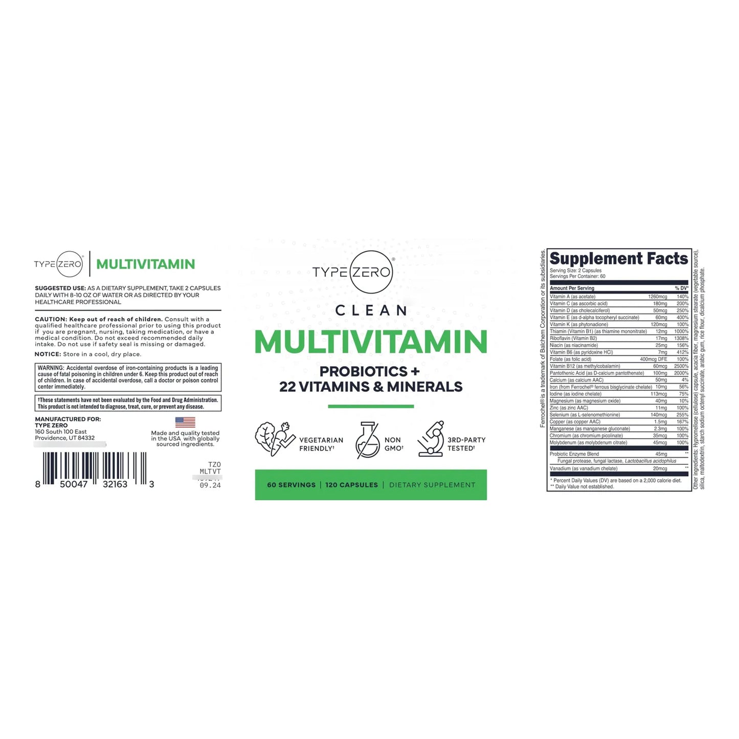 Cápsulas Multivitamínicas 1300 Mg Con Probióticos Y 22 Vitaminas