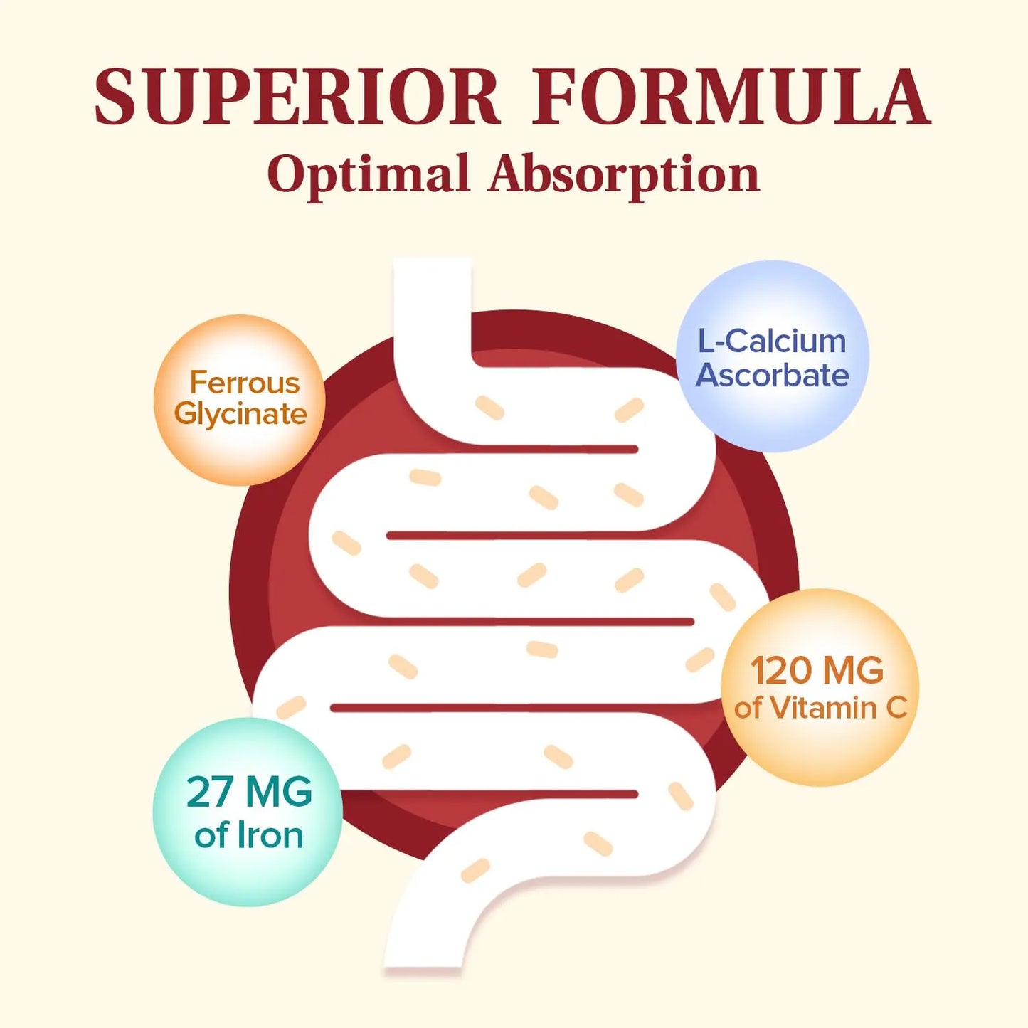 Suplemento De Hierro Suave 27 Mg Bisglicinato Con Vitamina C Absorcion Optima