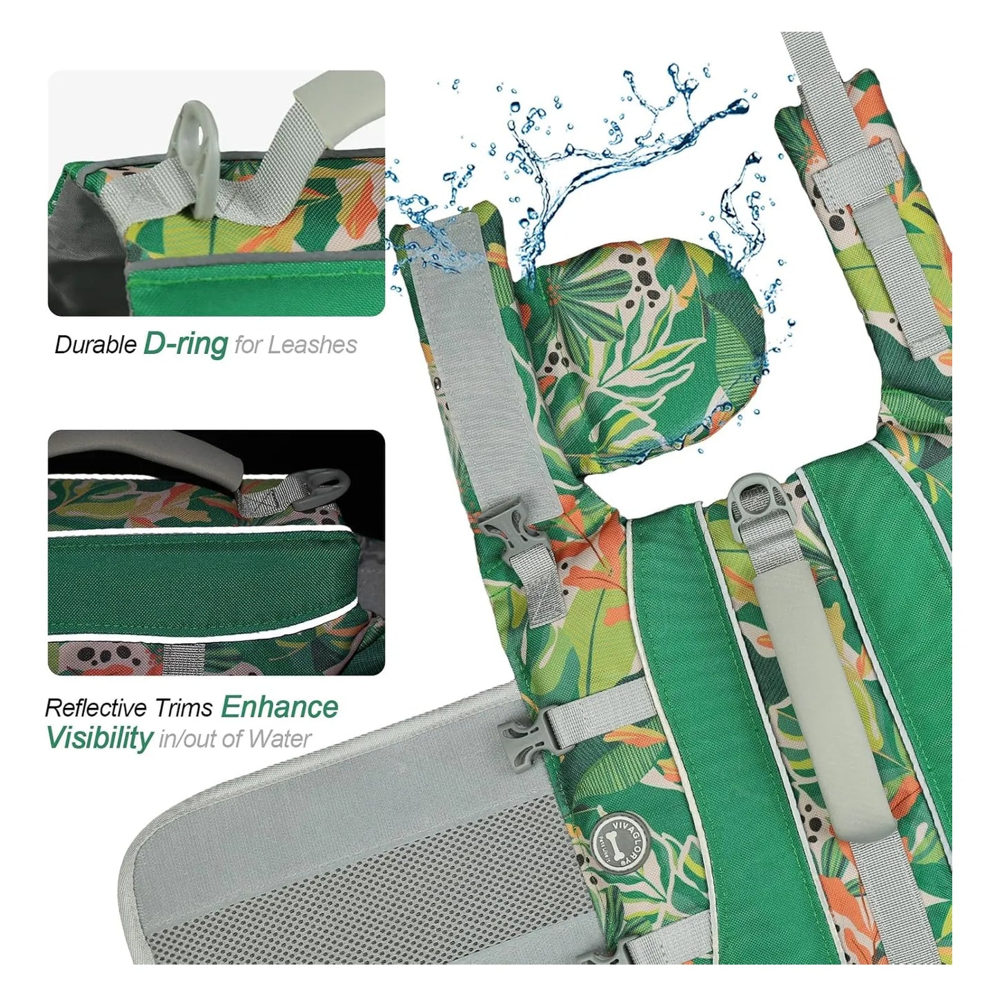Chaleco Salvavidas Para Perros Con Acolchado Flotador Reflectante Vivaglory XS