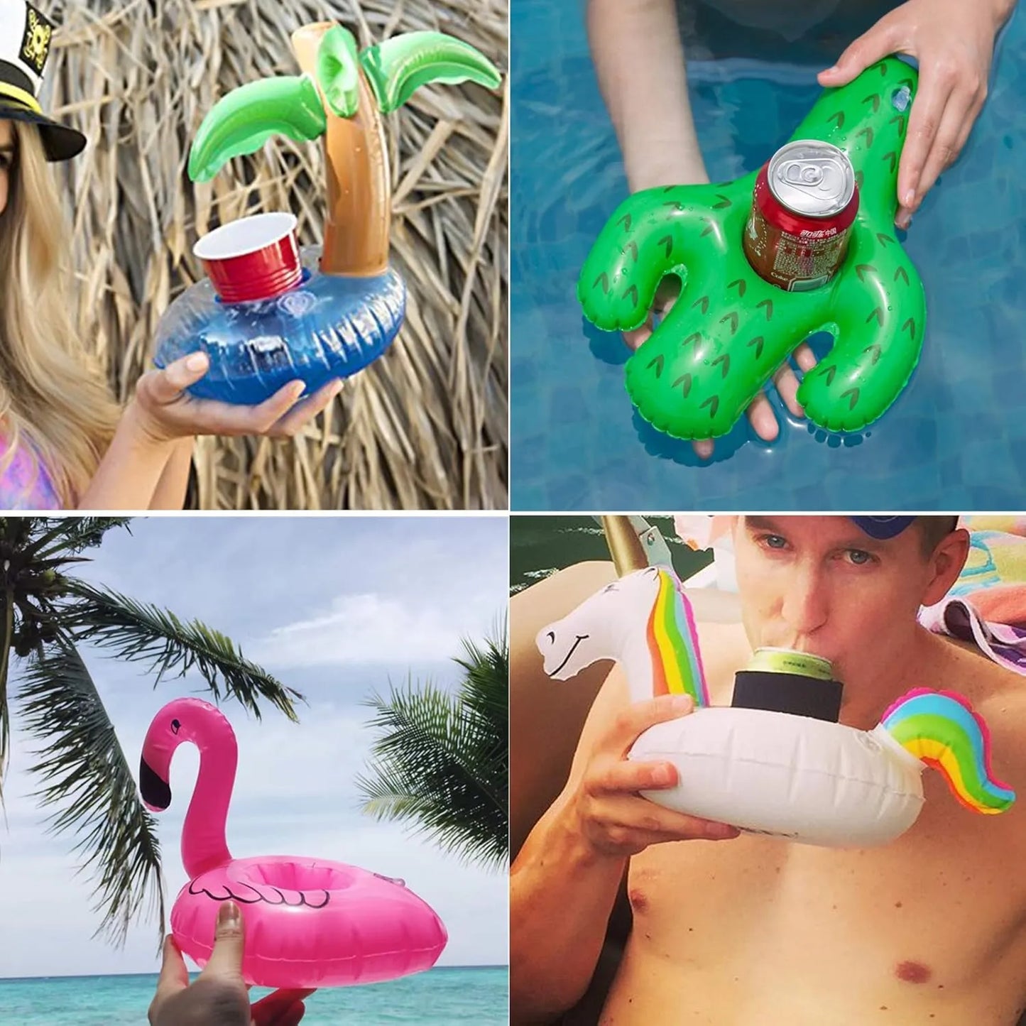 Pack De 35 Soporte De Bebida Inflable Flotadores Divertidos Para Piscina