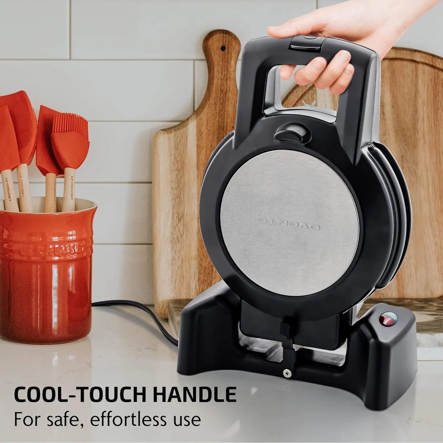 Gofrera Belga Ovente Con Platos Antiadherentes Rotación 180° Para Waffles Perfectos