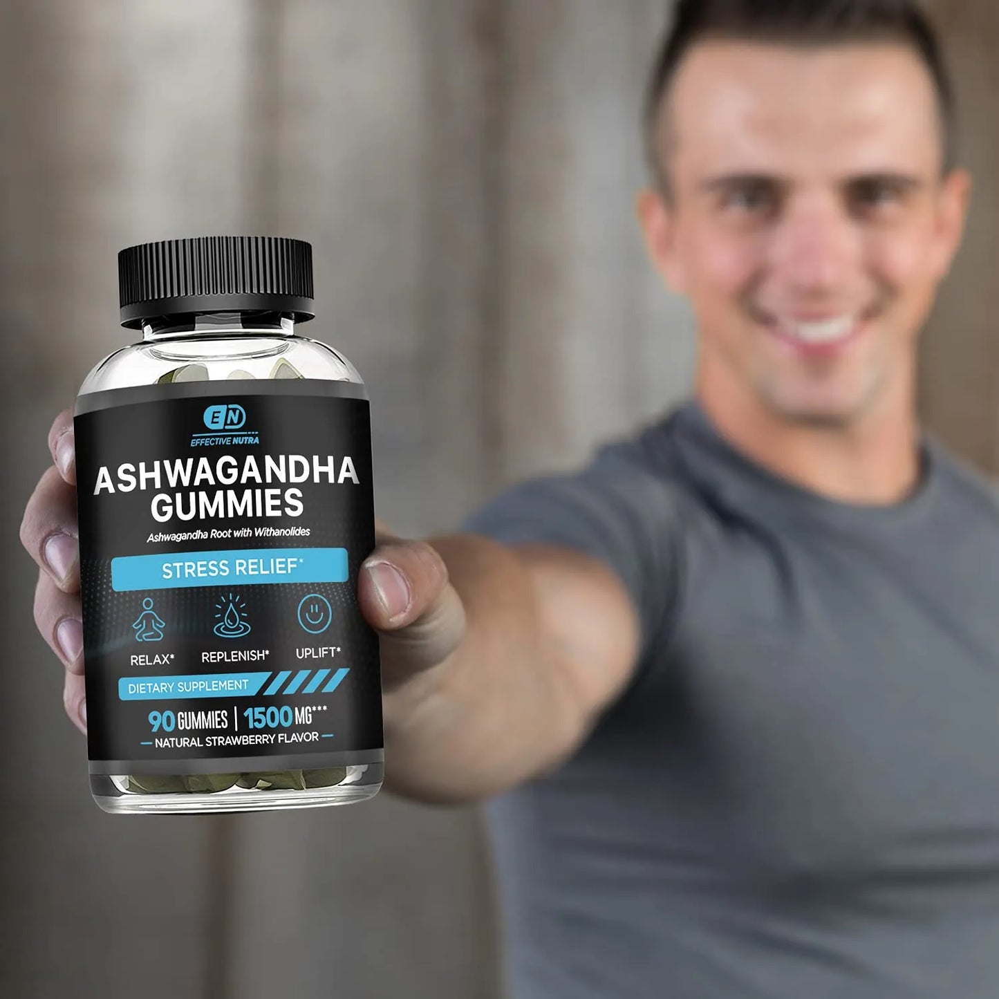 Gomitas De Ashwagandha 1500 Mg Alivio Del Estrés Apoyo Inmunológico Veganas