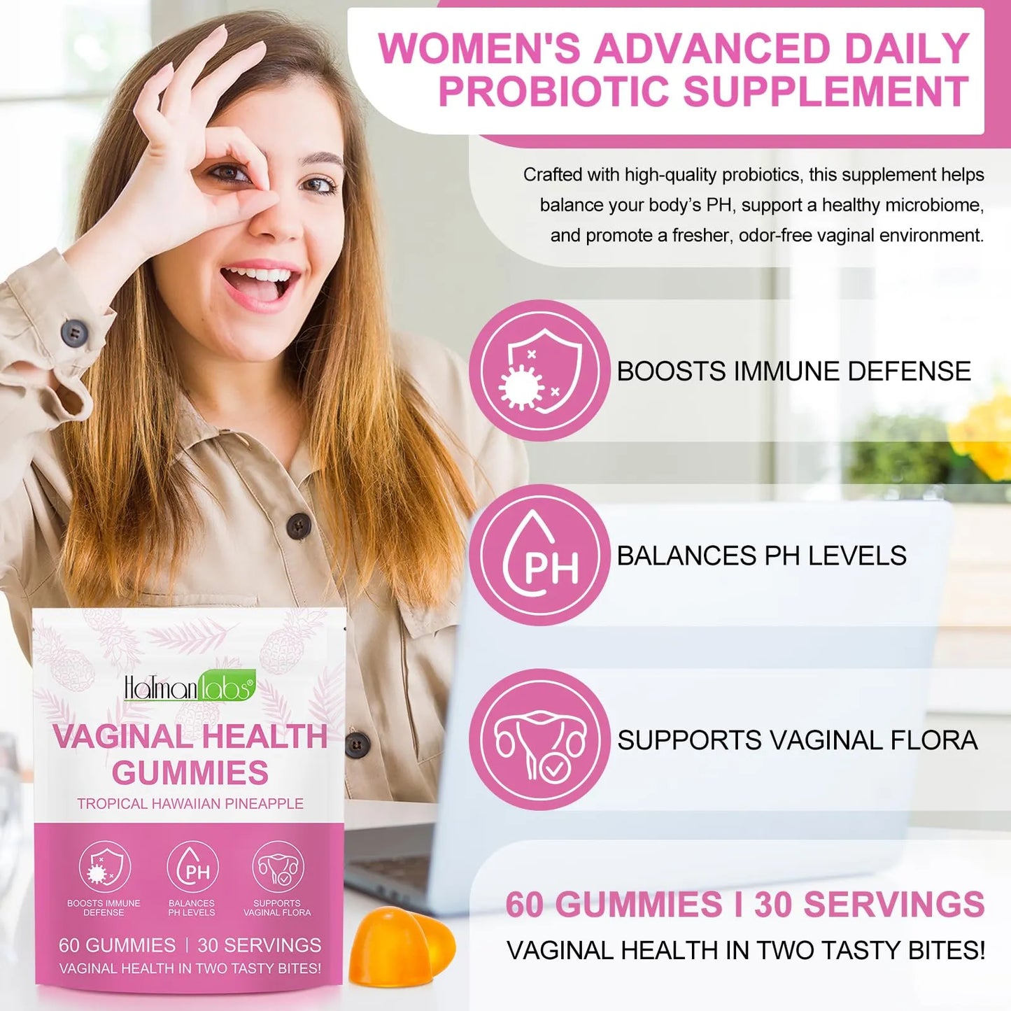 Gomitas Probióticas Vaginales Equilibrio Femenino Salud Frescura pH